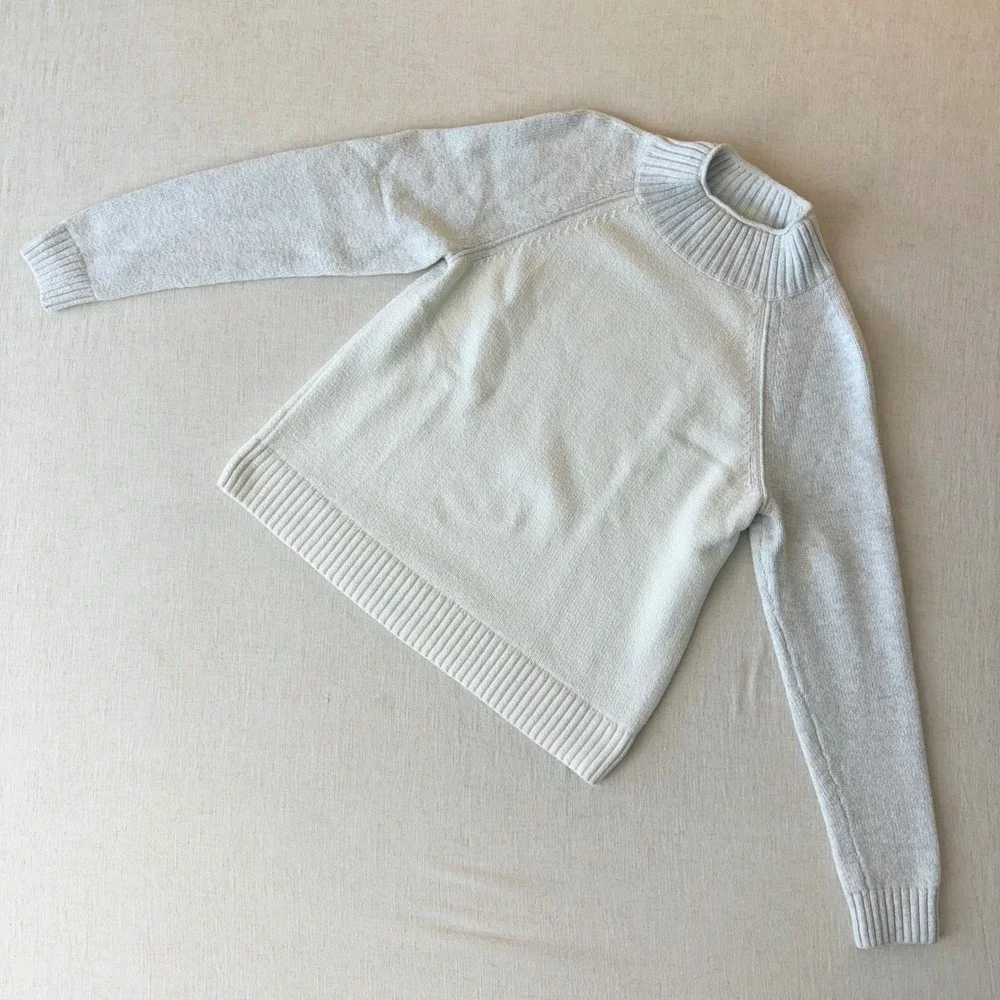 Banana Republic Mens M‎ Off White Mock Neck Raglan Sleeve Cotton Blend Sweater